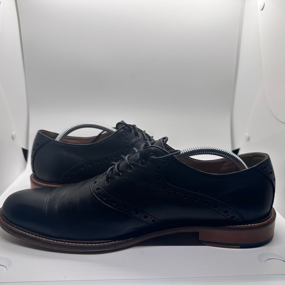 Aston Grey Collection Mens Tokyo Black Leather Oxford shoes Size 12 Pre Owned - Picture 11 of 13